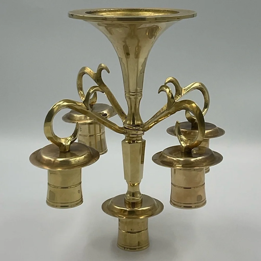 Vintage Gold 5 Arm Solid Brass Candelabra